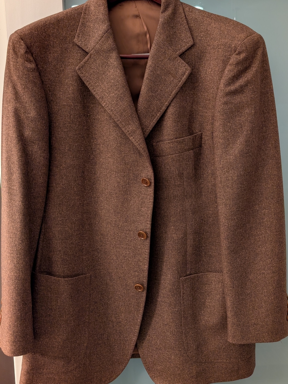 Classic Sartorio/Napoli Brown Cashmere-Weave Men's Blazer 44R